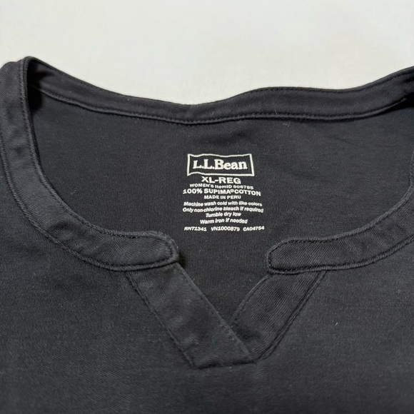 L.L. Bean Black Short Sleeve Notch Neck Tee Size XL - Picture 2 of 5